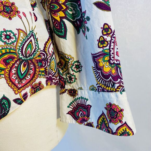 Talbots Petites sz MP Paisley Button Shirt Top - Picture 4 of 10